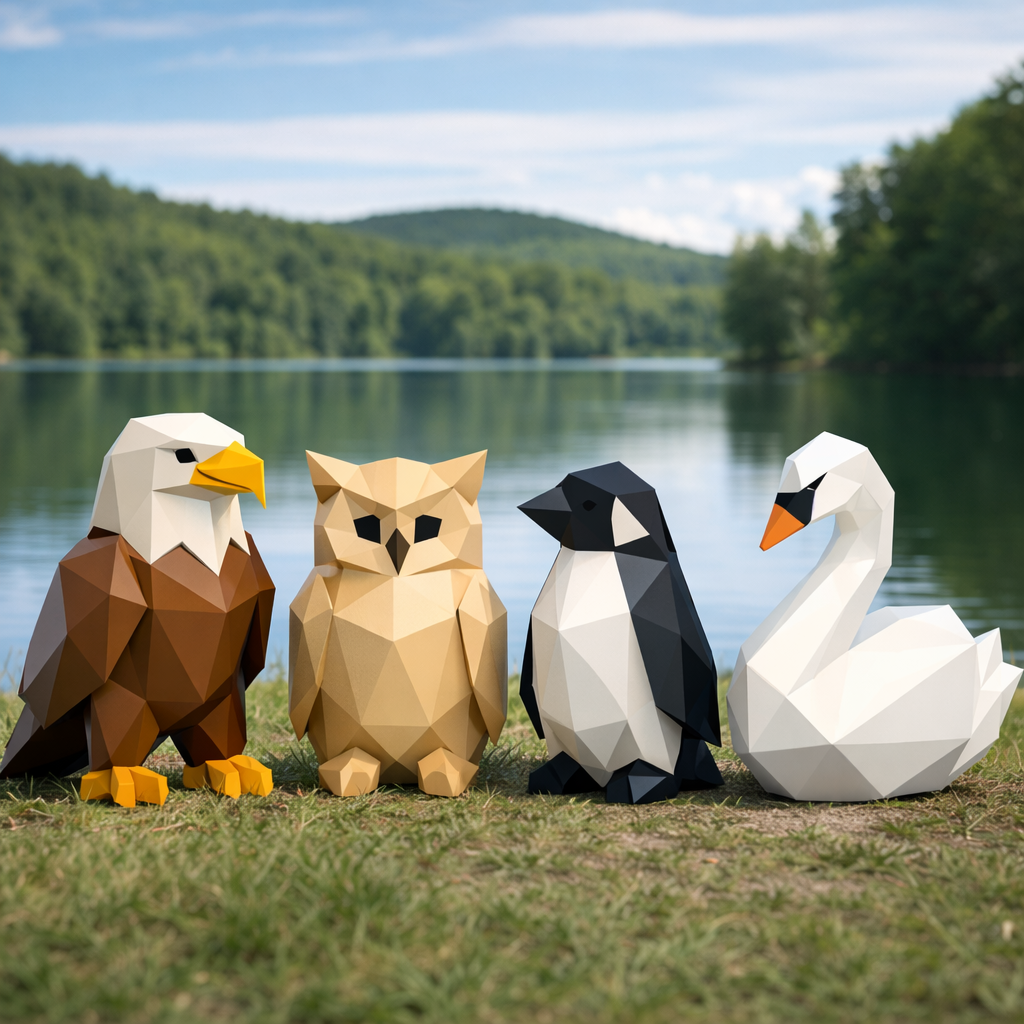 Abstract Minimal Animals – Birds Set (Low Poly) preview