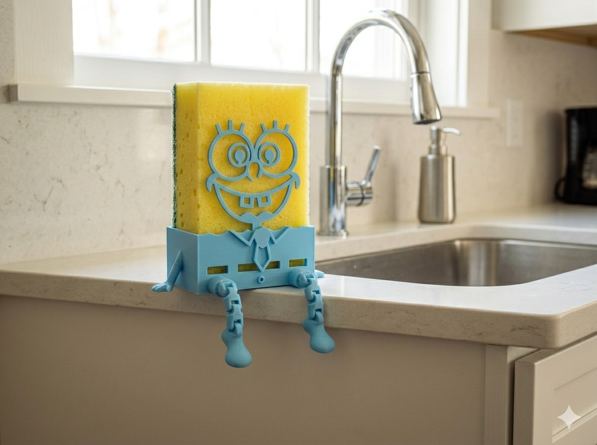 Porta Spugna Spongebob - Funny Sponge Holder for Kitchen Sink – Easy 3D Print – Cute Sink Organizer preview