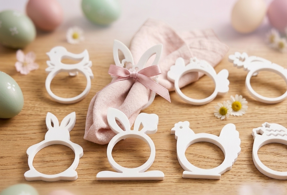 Easter Bunny Napkin Holde Set – Minimalist 3D Printed Table Decor preview