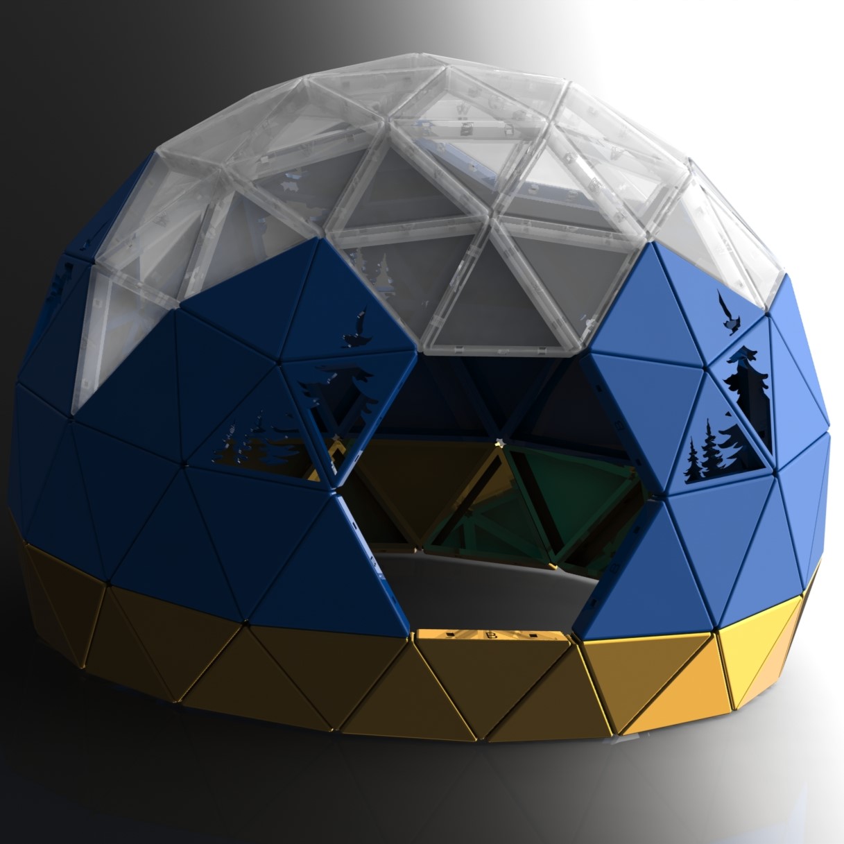 Geodesic Dome Cat House - Pine Tree Cutouts preview 4