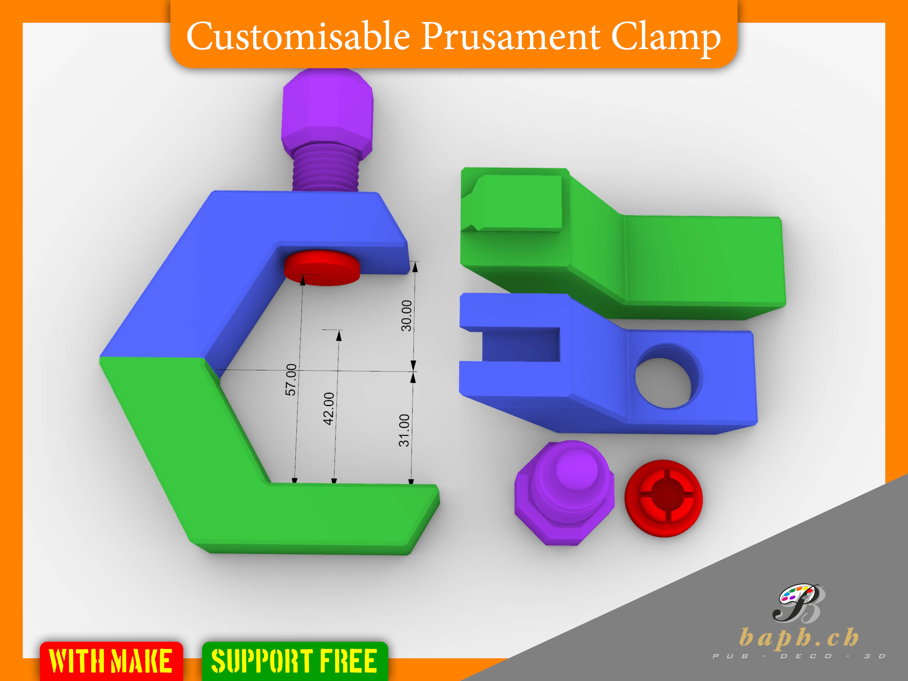 PETG Prusament Clamp customizable preview