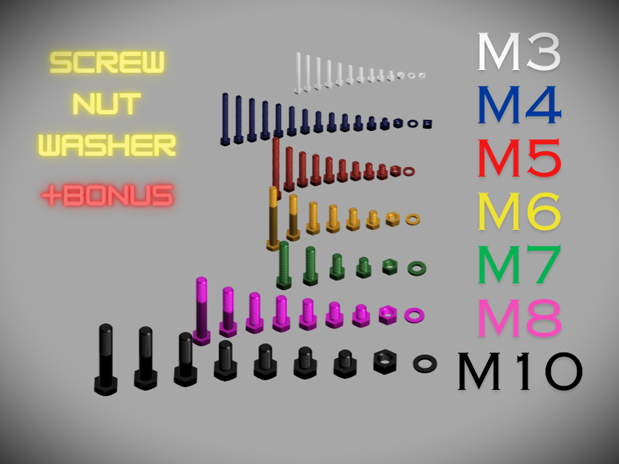 Screw Set M3 M4 M5 M6 M7 M8 M10, ISO 4017 preview