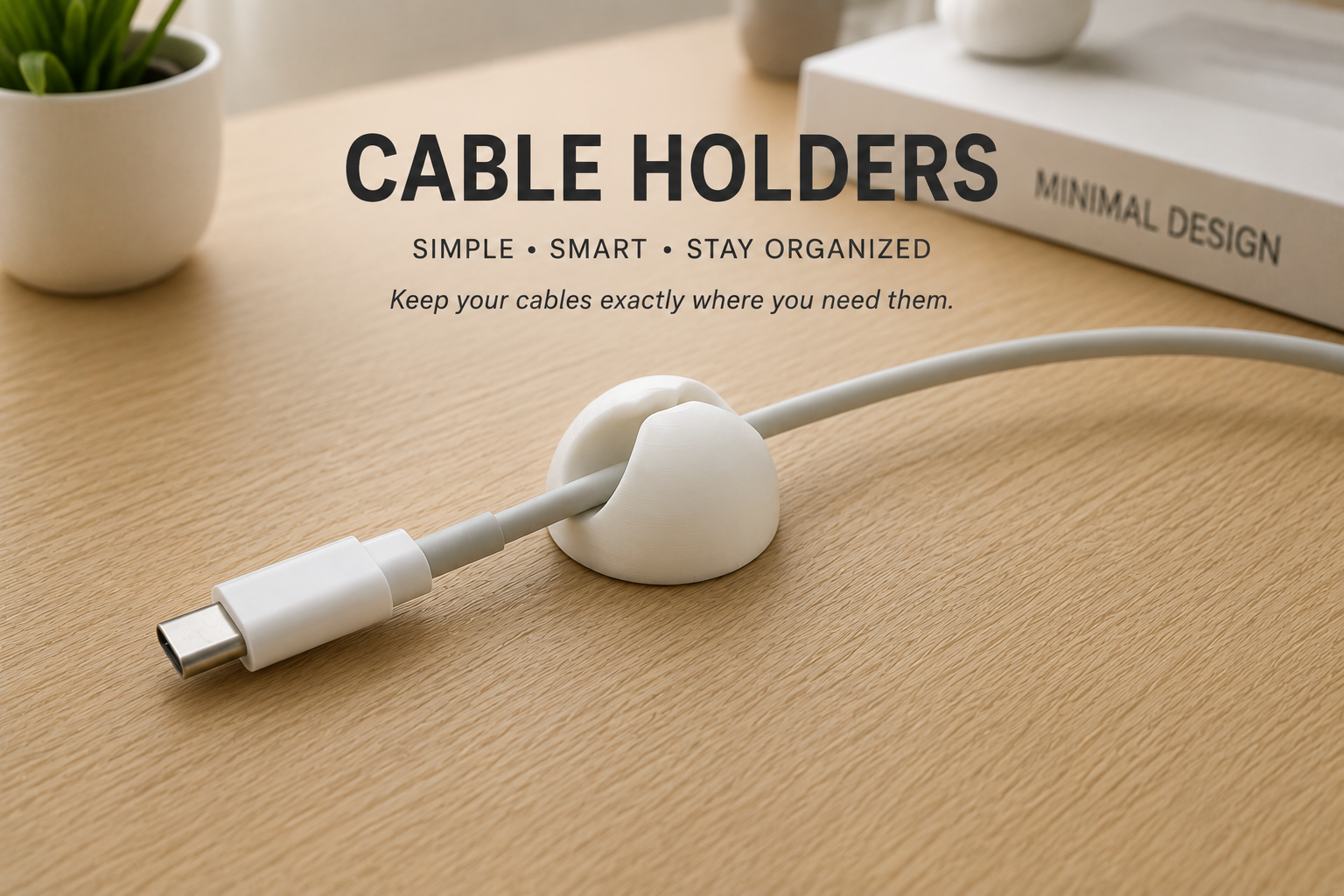 Minimal Cable Holders – 3D Printable Cable Clips & Organizer preview